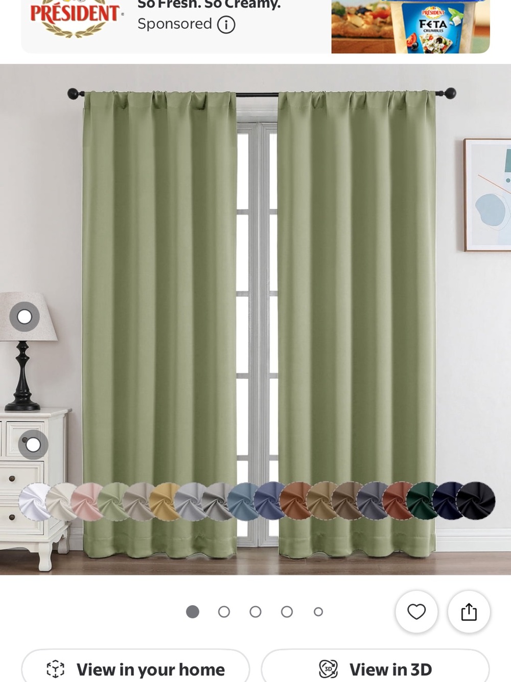 Sage Green Thermal Blackout Curtains - Home Accents 2 Panels